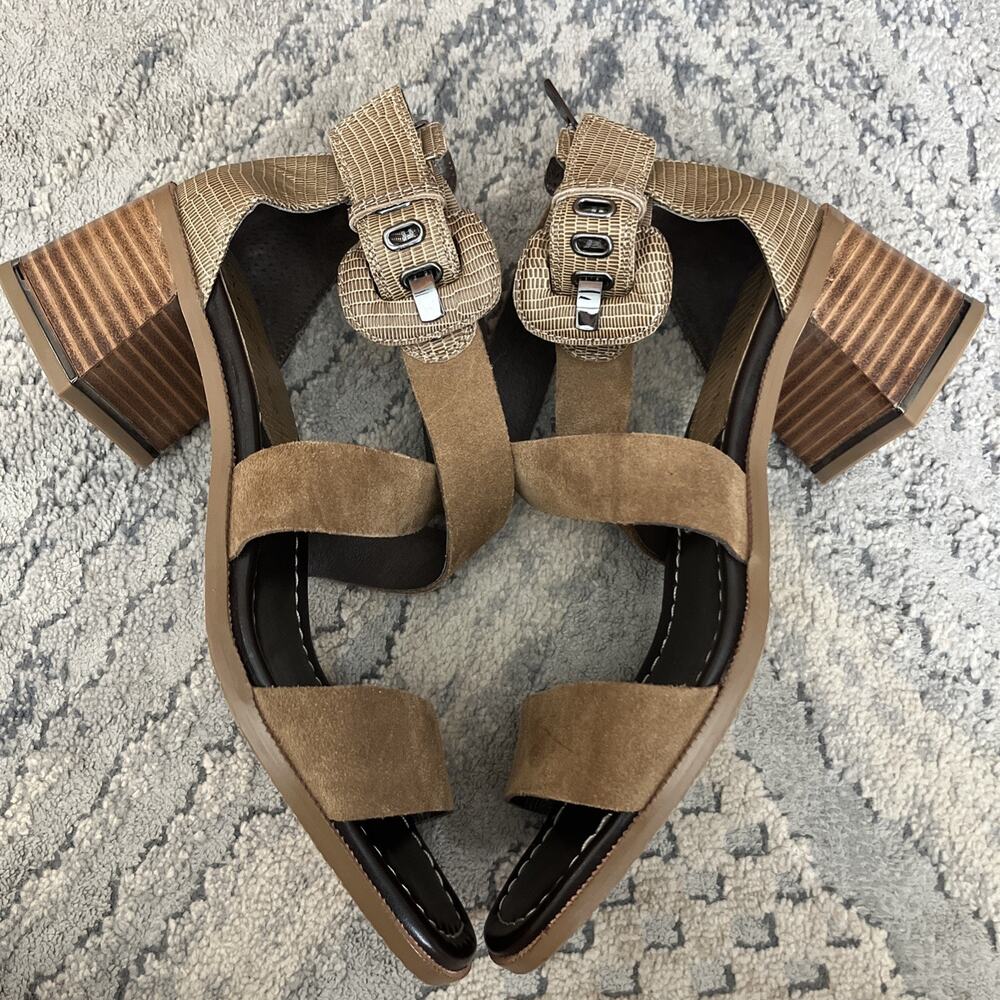 Donald Pliner Helen Sandals Size 9m Biscotti Beige Ankle Straps Calf Suede - Picture 7 of 13